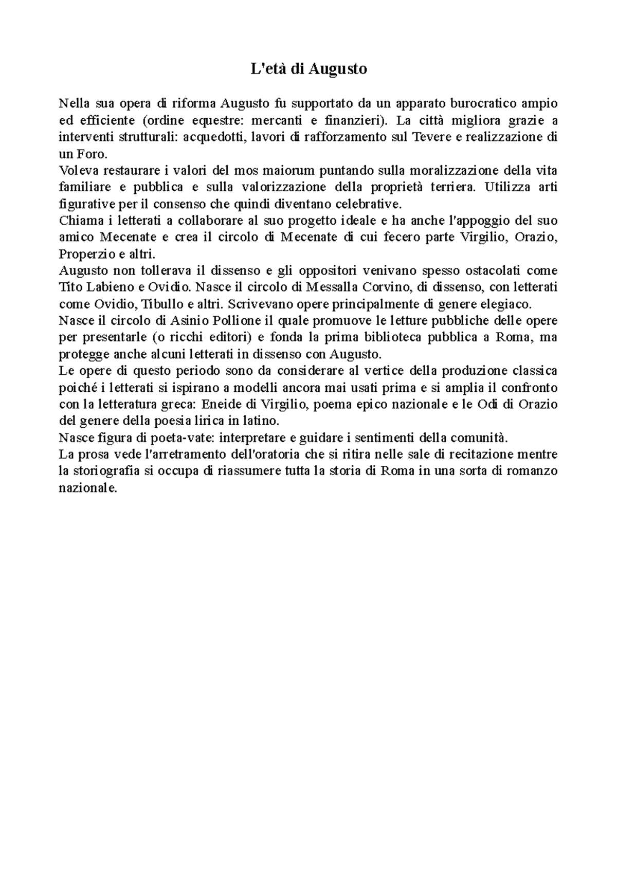L'età Augustea in latino - L'età di Augusto Nella sua opera di riforma ...