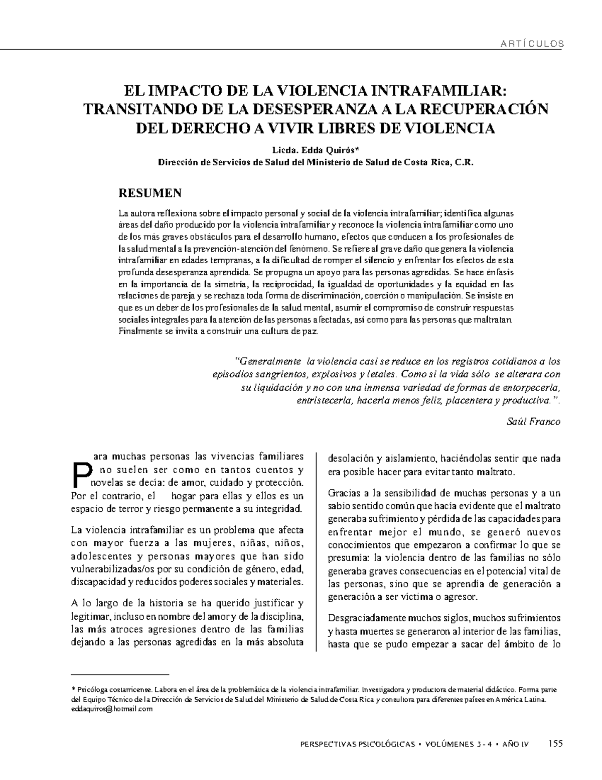 EL Impacto DE LA Violencia Intrafamiliar - EL IMPACTO DE LA VIOLENCIA ...