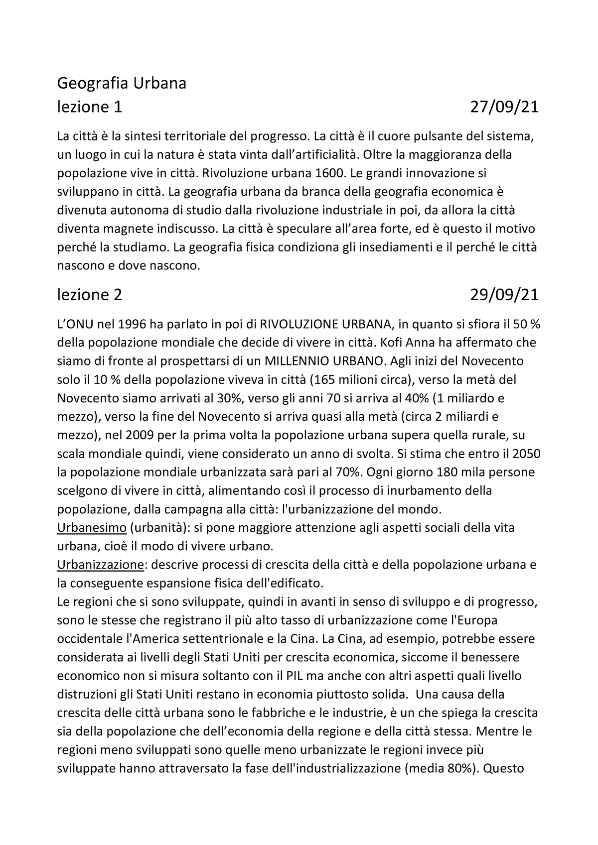 Geografia Urbana Appunti - Geografia Urbana Lezione 1 27/09/ La Citt‡ Ë ...