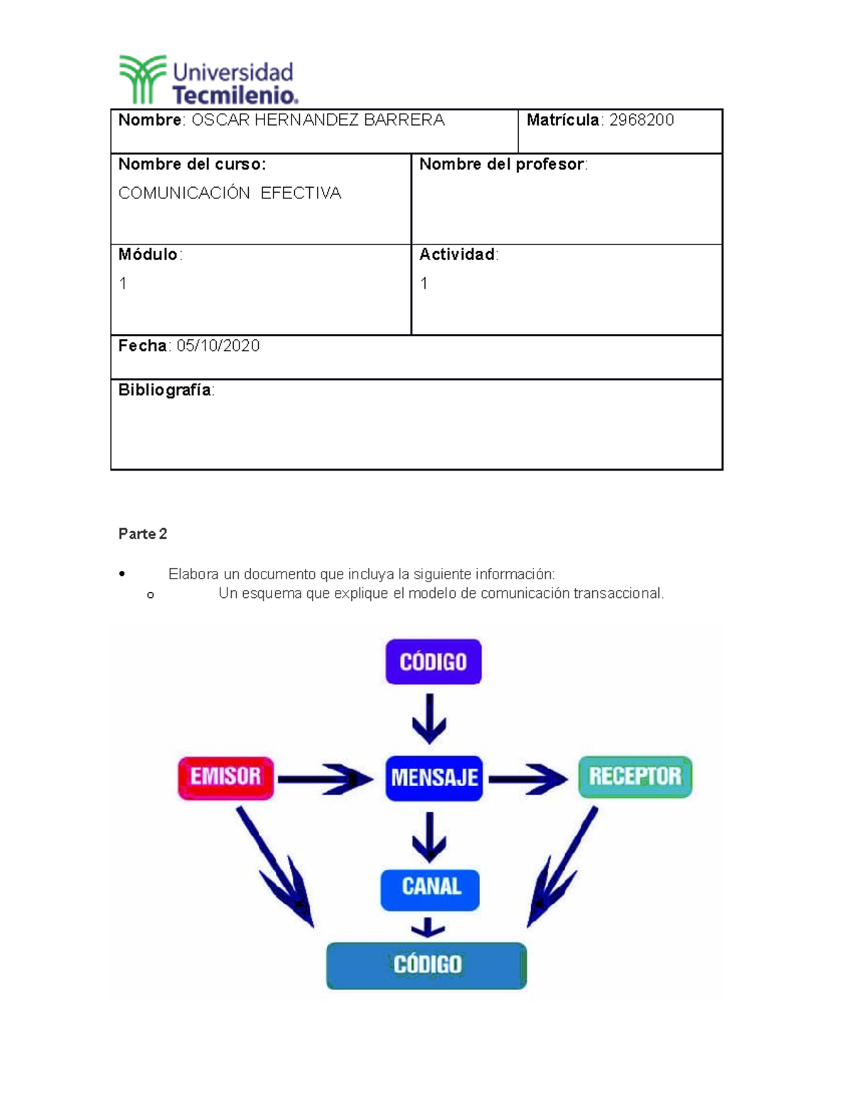 Ejercicio Oehb Comunicacion Comunicaci N Efectiva Tecmilenio