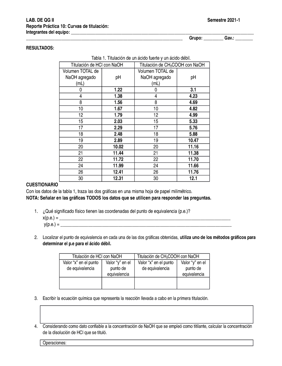 Reporte Curvas De Titulacion Studocu