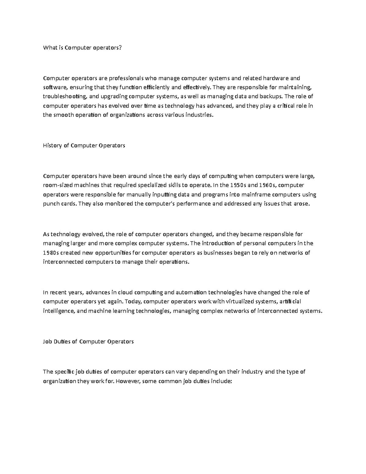 What is Computer Operators? - What is Computer operators? Computer ...