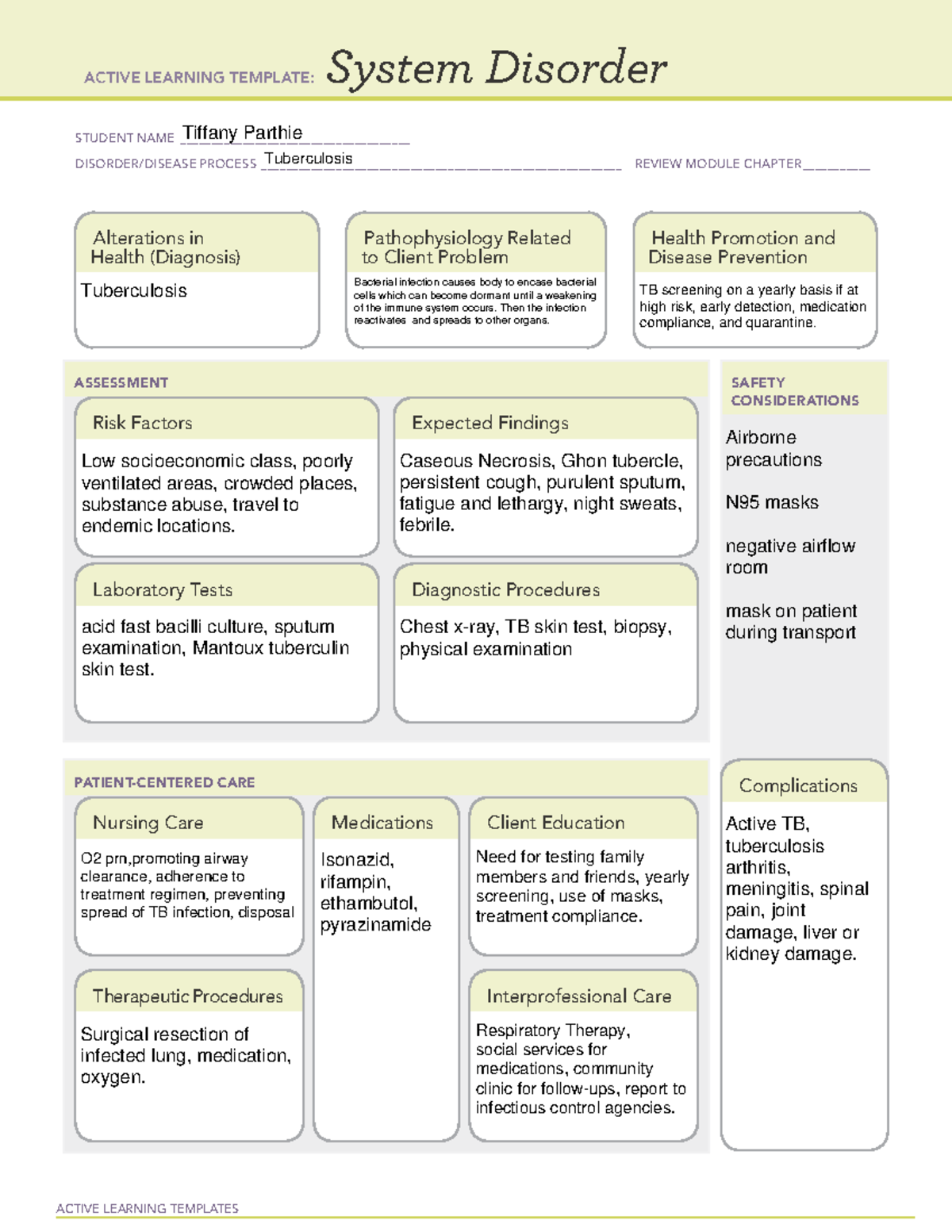 Ati System Disorder Template Tuberculosis Martin Printable Calendars