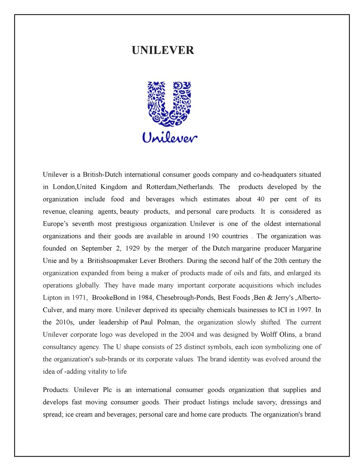 unilever international assignment policy