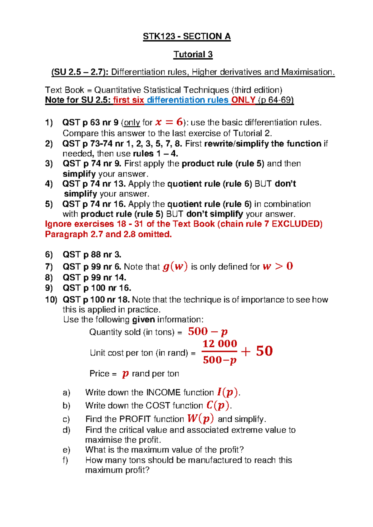 STK123 Tutorial 3A MEMO - STK1 23 - SECTION A Tutorial 3 (SU 2 – 2 ...