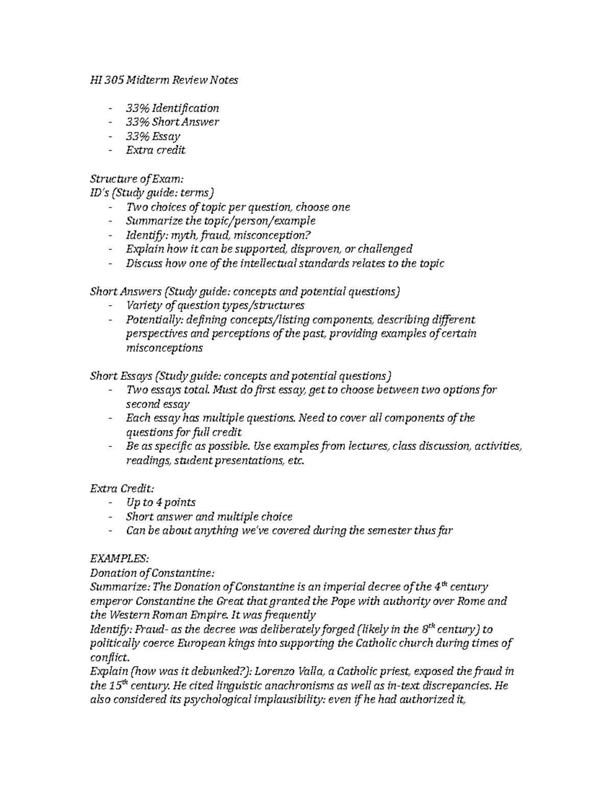 HI 305 Midterm Review Notes - HI 305 Midterm Review Notes 33% ...