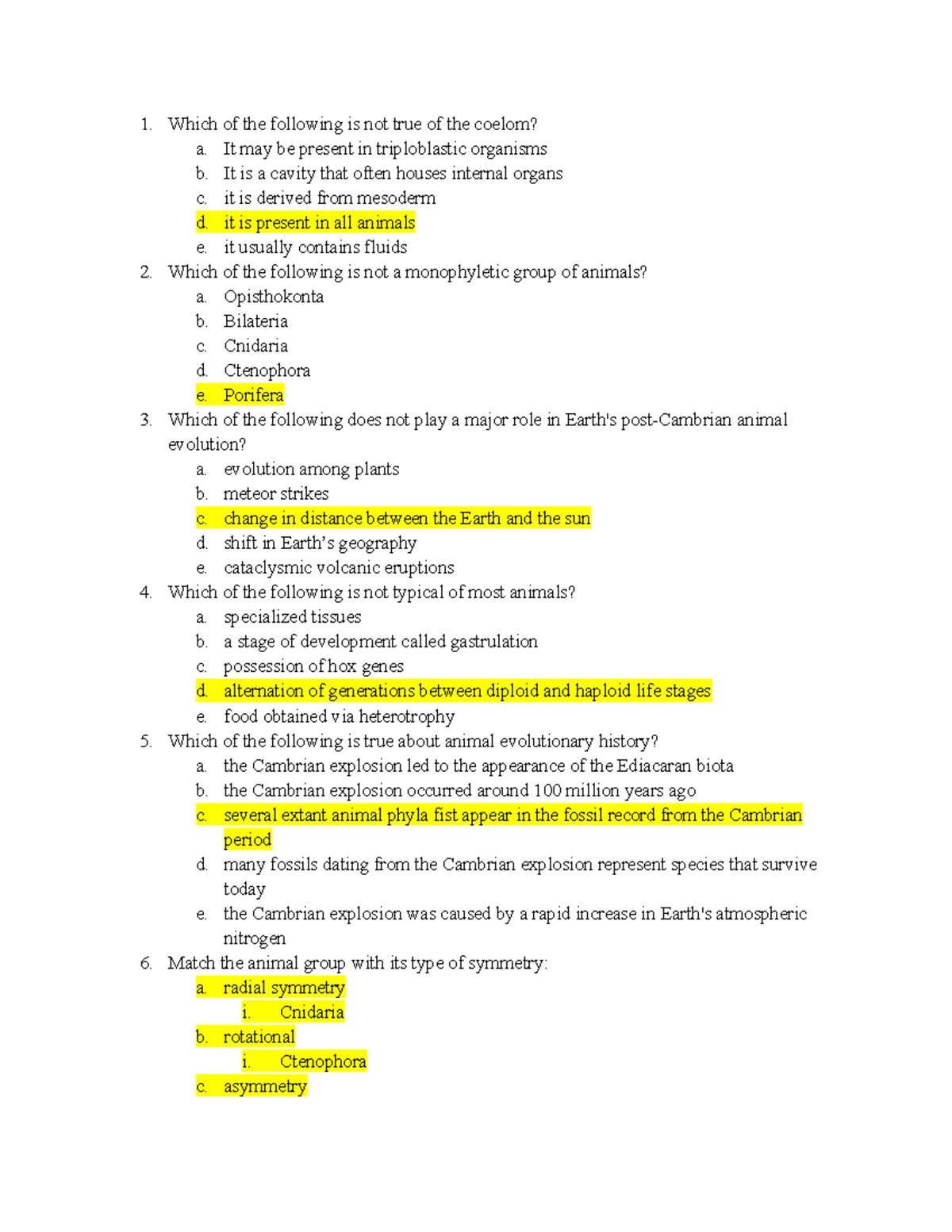 BIO 172 Midterm 2 Top Hat Questions Which of the following is not