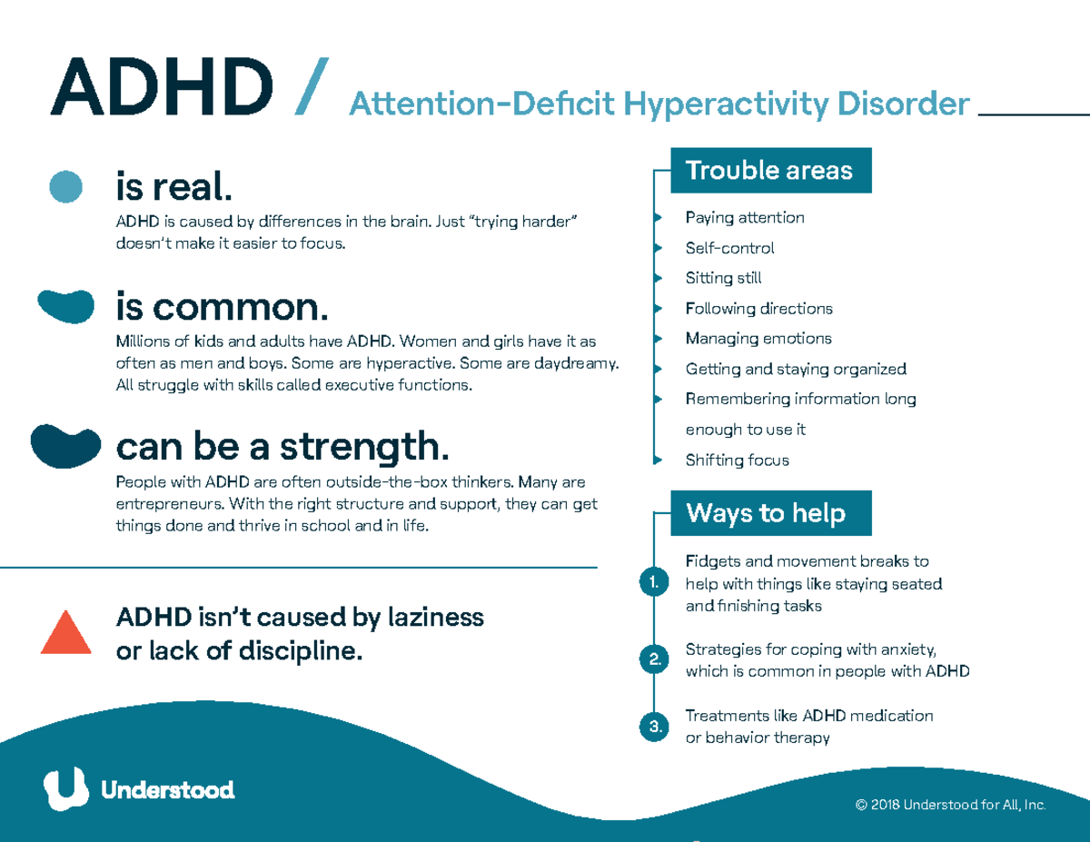 ADHD Fact Sheet Understood - ADHD / Attention-Deficit Hyperactivity ...