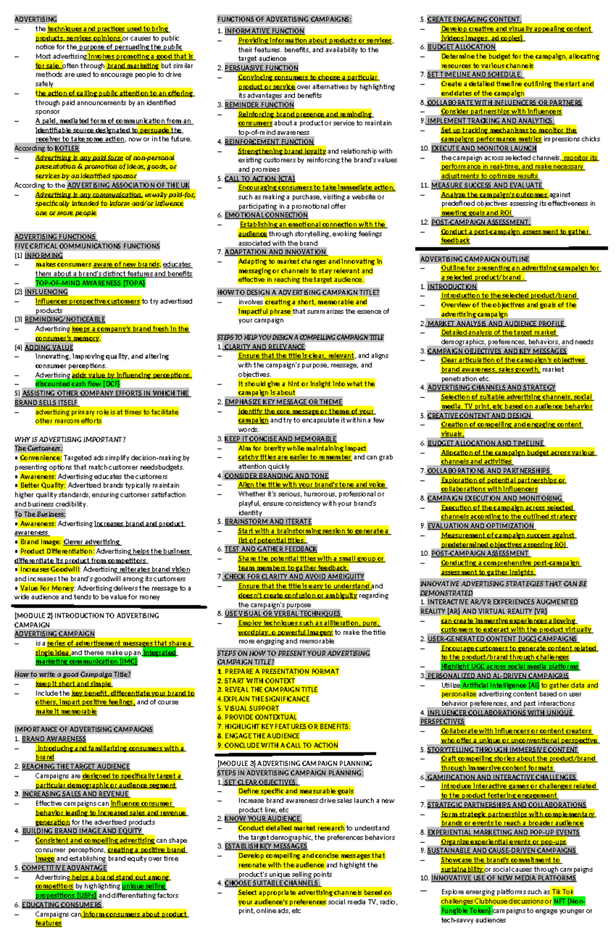 Advertising - Reviewer - ADVERTISING the techniques and practices used ...