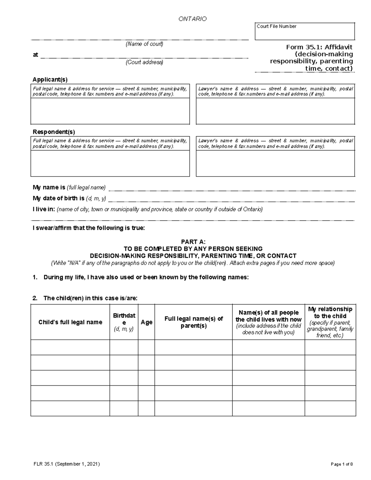 Flr 35 1 0921 en - No i - ONTARIO Court File Number at (Name of court ...