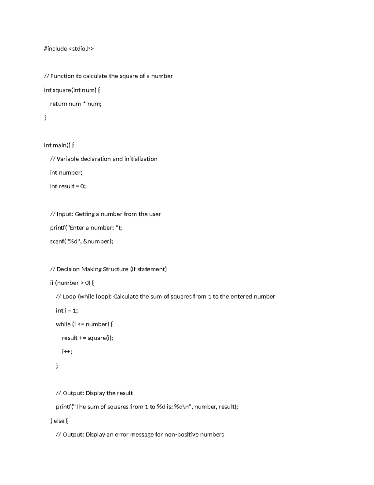 C program that adds squares of numbers - #include // Function to ...