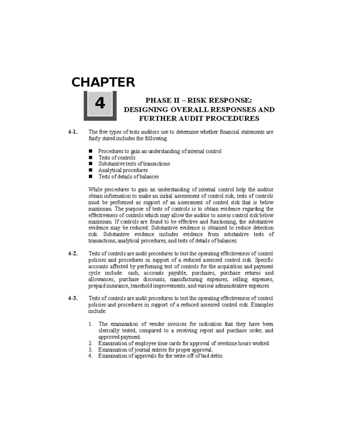 Chapter 04 Answer 4 1 The Five Types Of Tests Auditors Use To chapter-04-answer-4-1-the-five-types-of-tests-auditors-use-to