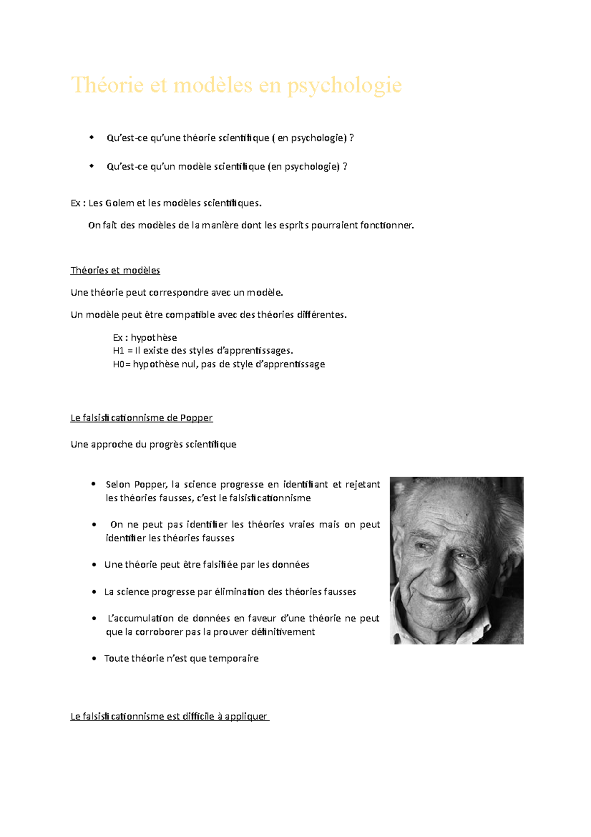 Théorie et modèles en psychologie - Théorie et modèles en psychologie ...