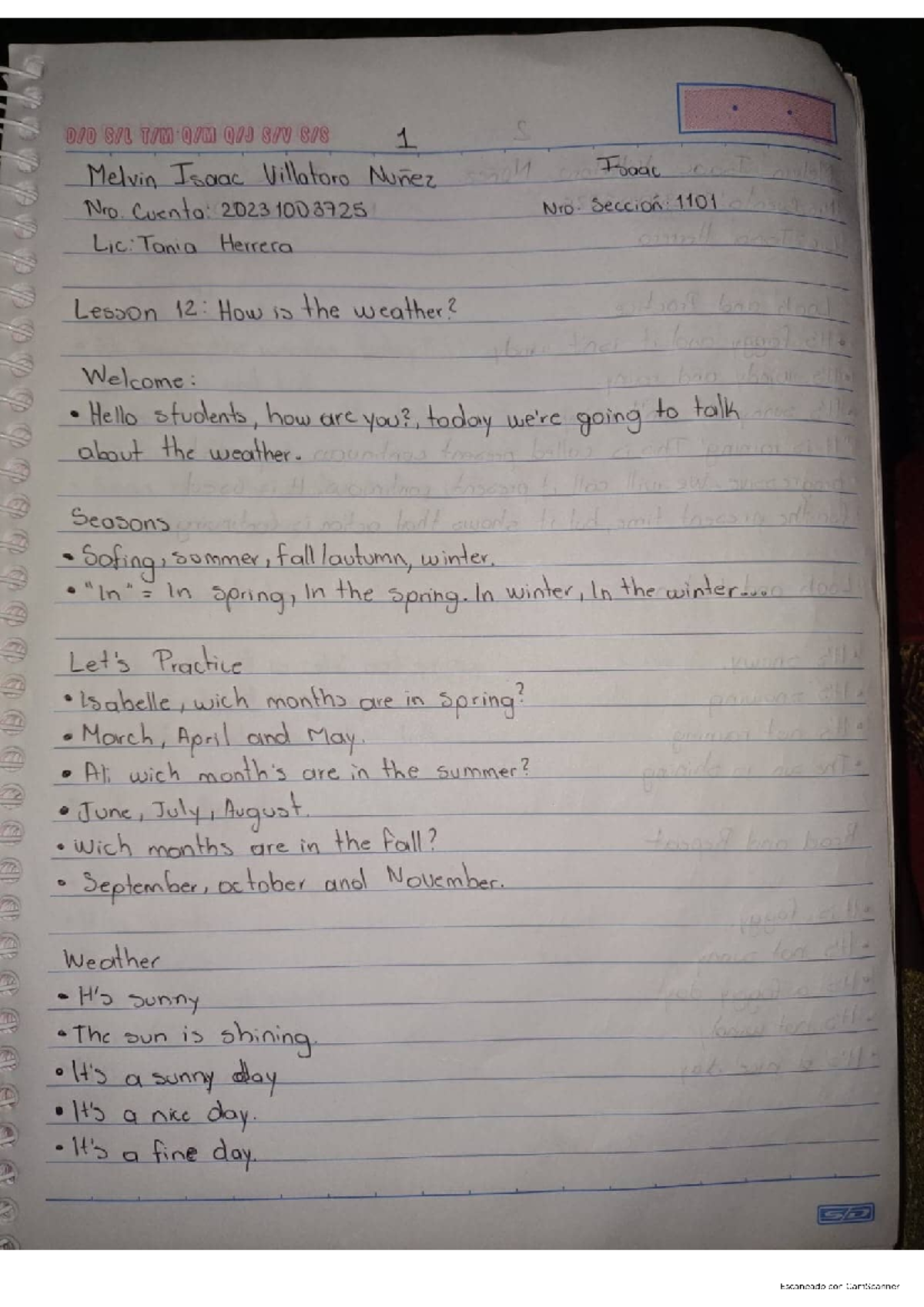Lesson 12 - Leson 12 Ingles I in101 - 1 s Melvin Isaac Villatoro Nunez ...