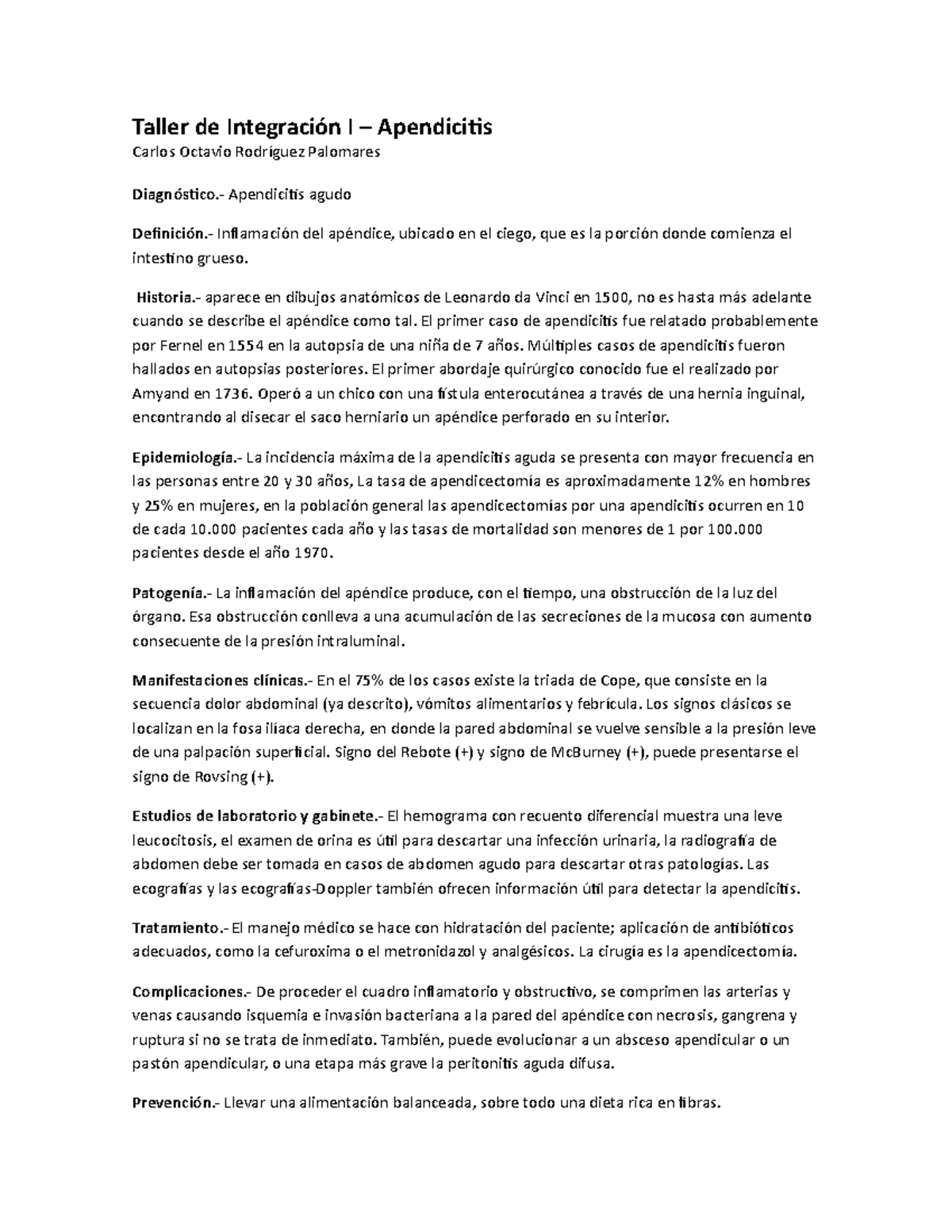 Dolor de apendice en hombres