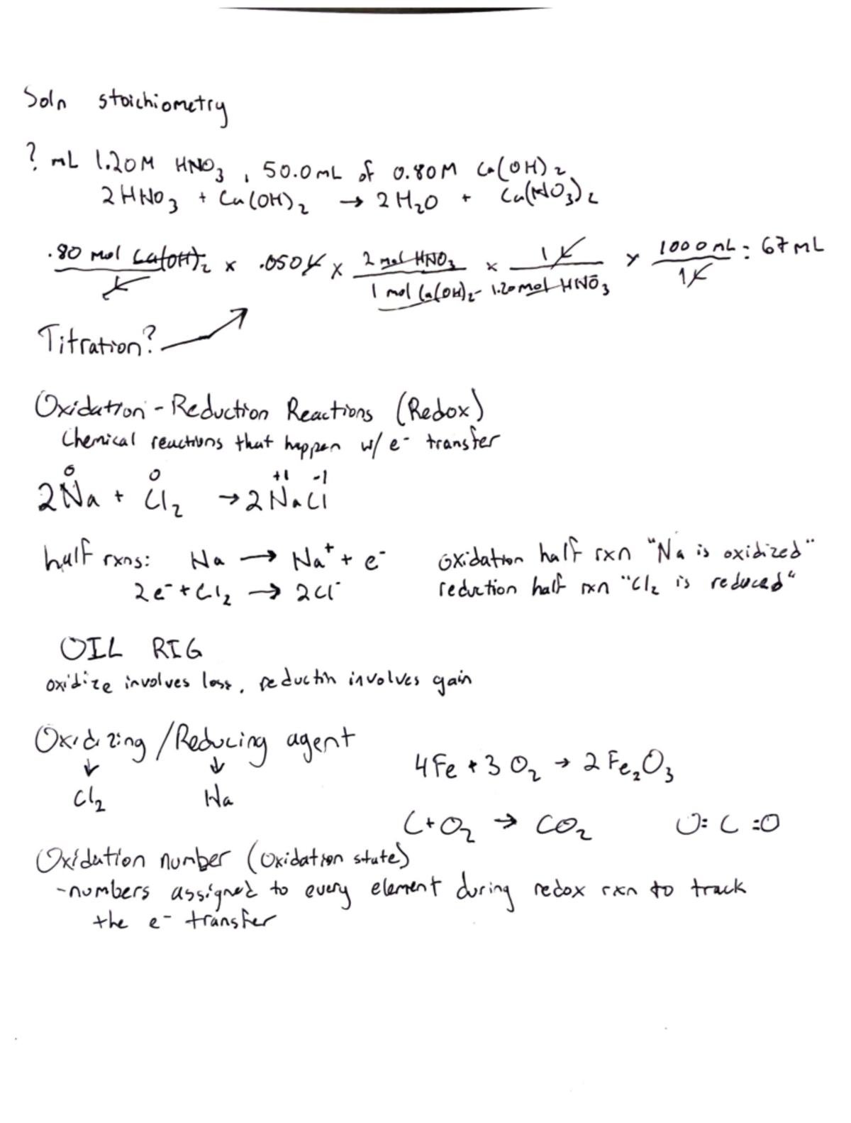 Redox Reactions - Lecture notes 20 - Soln stoichiometry ? mL 1 HNO3 ,50 ...