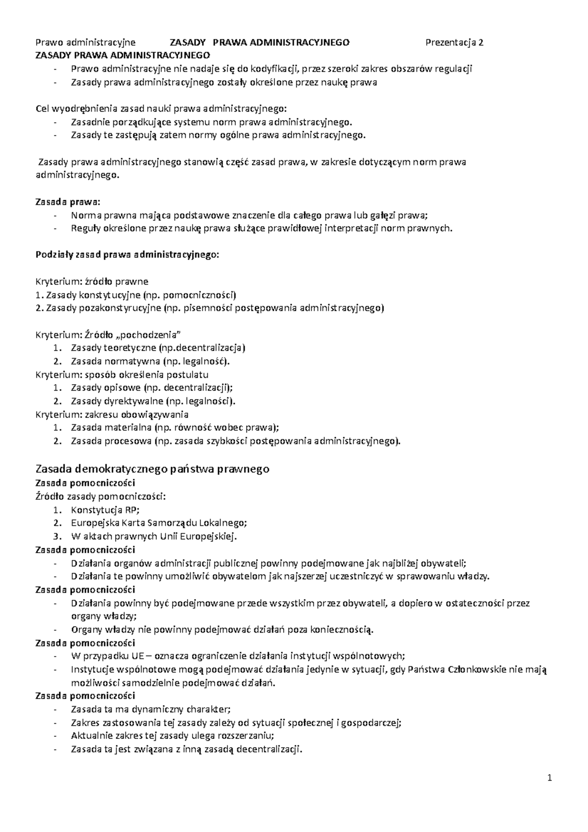Prawo adm 2 - Prawo administracyjne ZASADY PRAWA ADMINISTRACYJNEGO