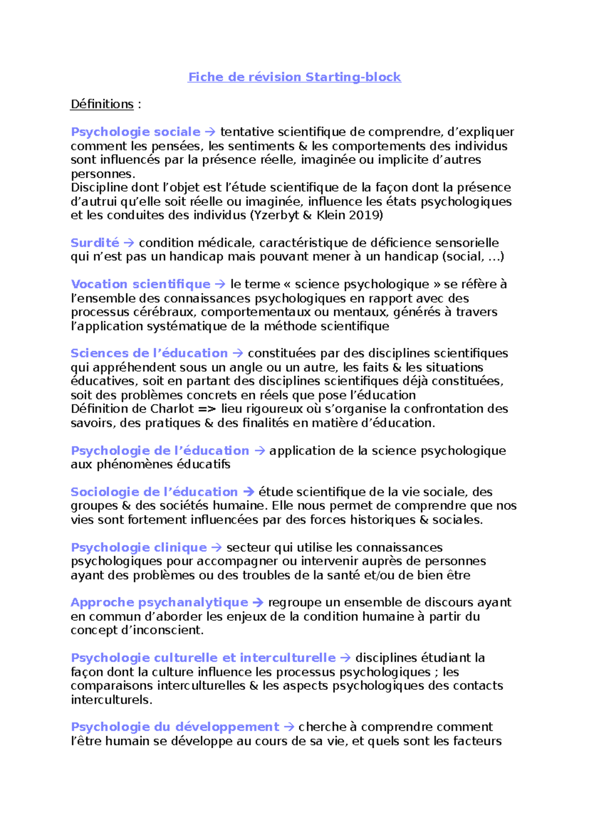 Fiches de révision Starting-Block - Fiche de révision Starting-block ...
