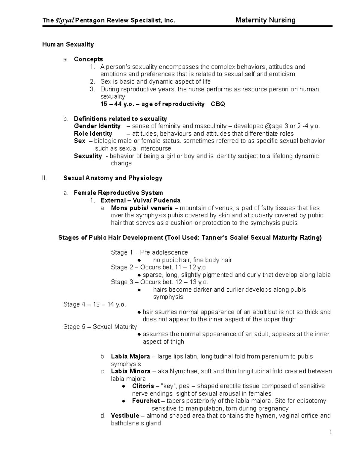 Maternity Nursing TheRoyalPentagon Review Specialist, Inc. Maternity