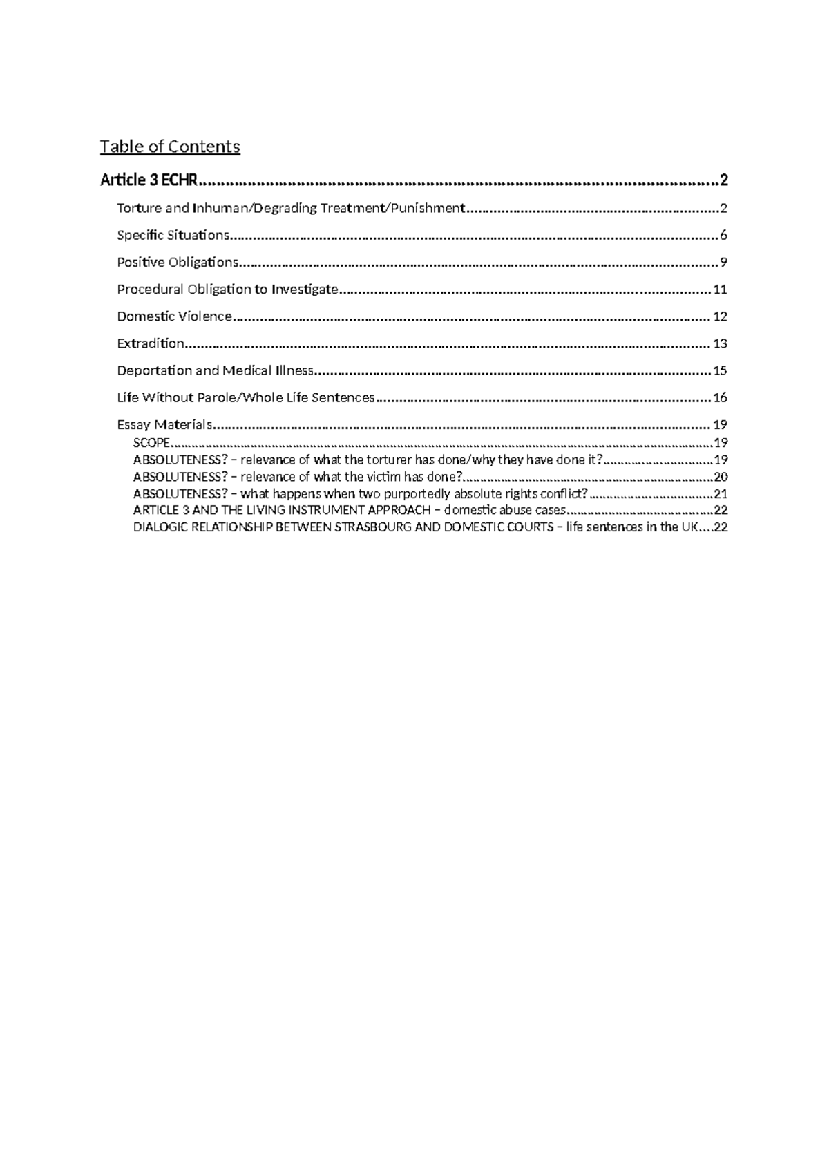 Article 3 Summary - Table of Contents Article 3 - Studocu