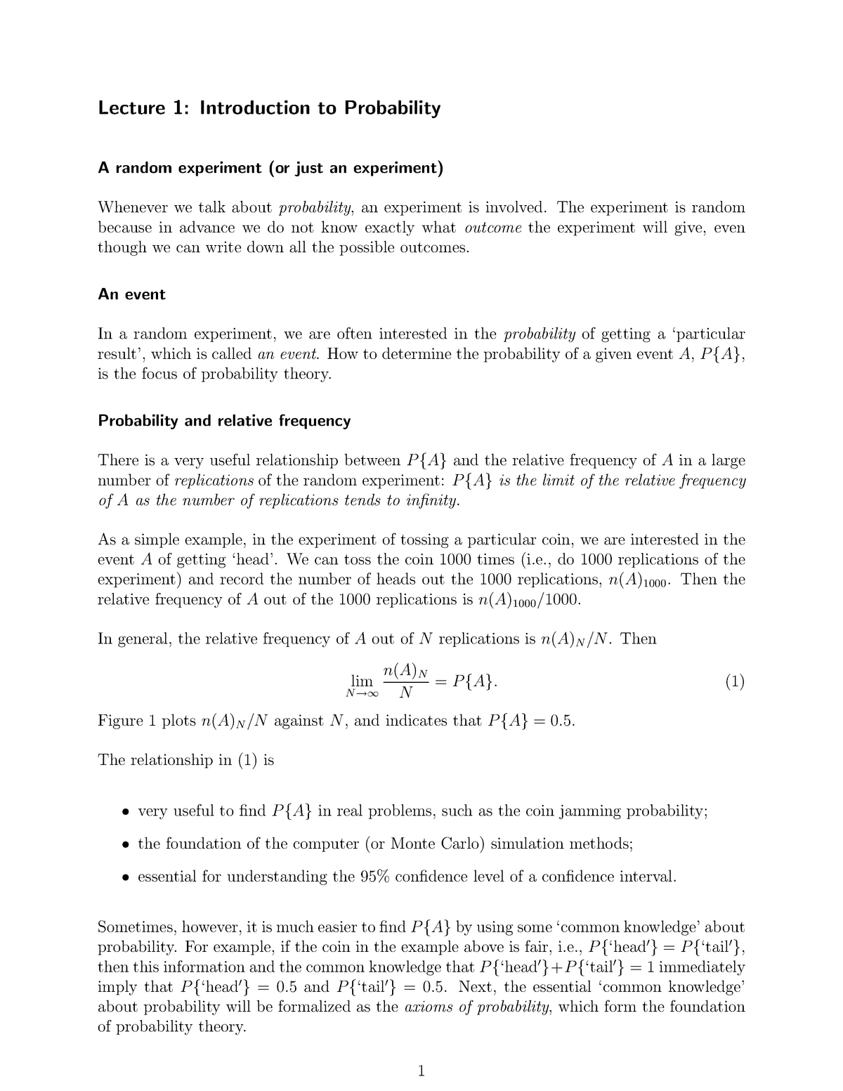 Lecture 1 Introduction To Probability - Lecture 1: Introduction To ...