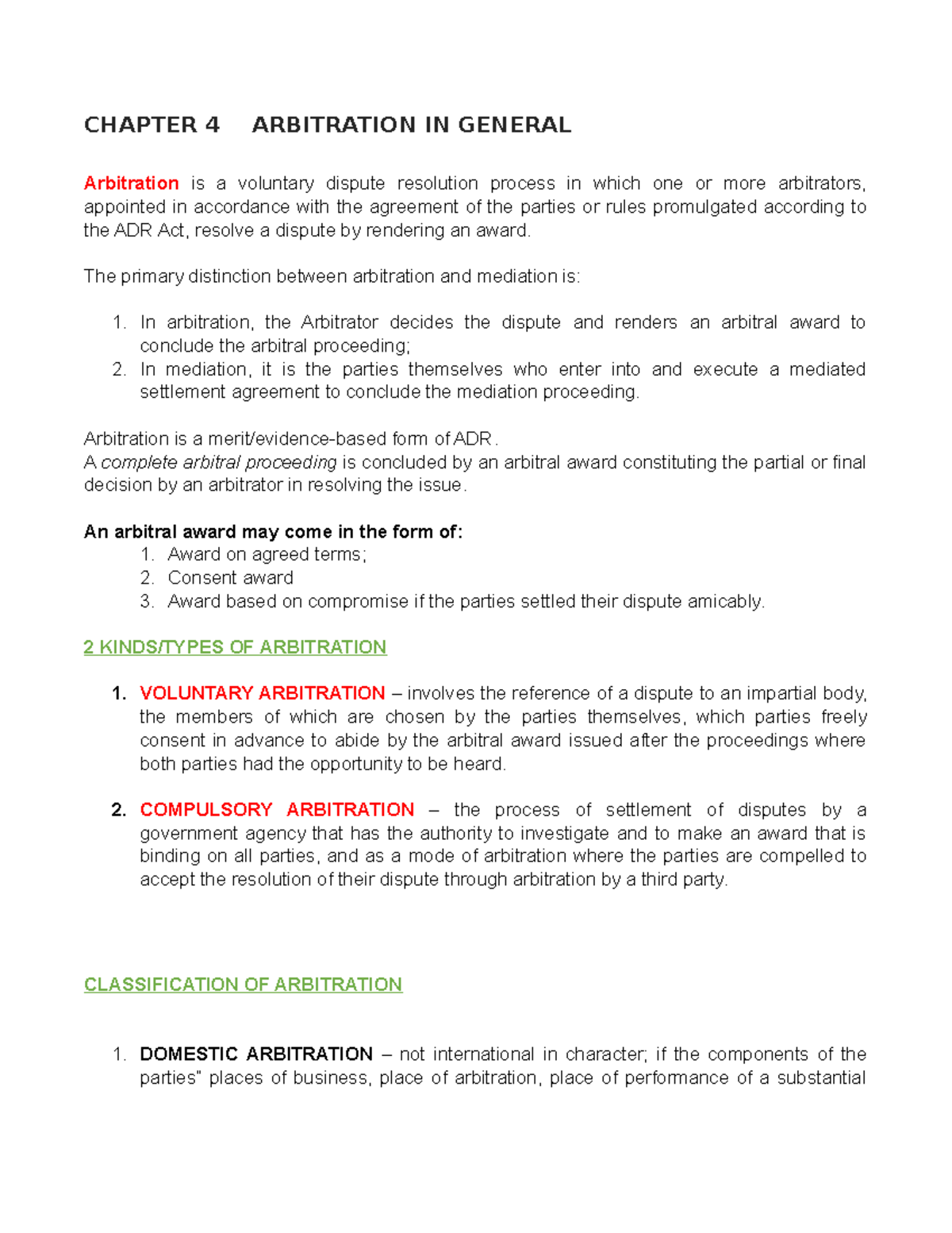 Chapter 4 Arbitration IN General - CHAPTER 4 ARBITRATION IN GENERAL ...