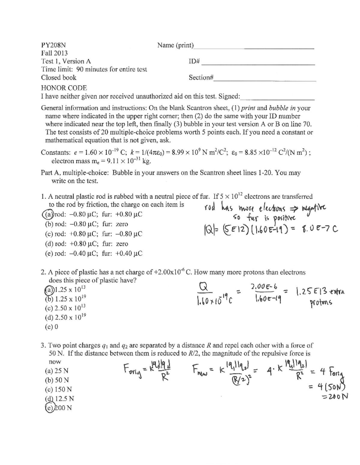 Sol Prac Test 1D - Physics 2 Practice Test D For Test 1 Solutions - PY ...