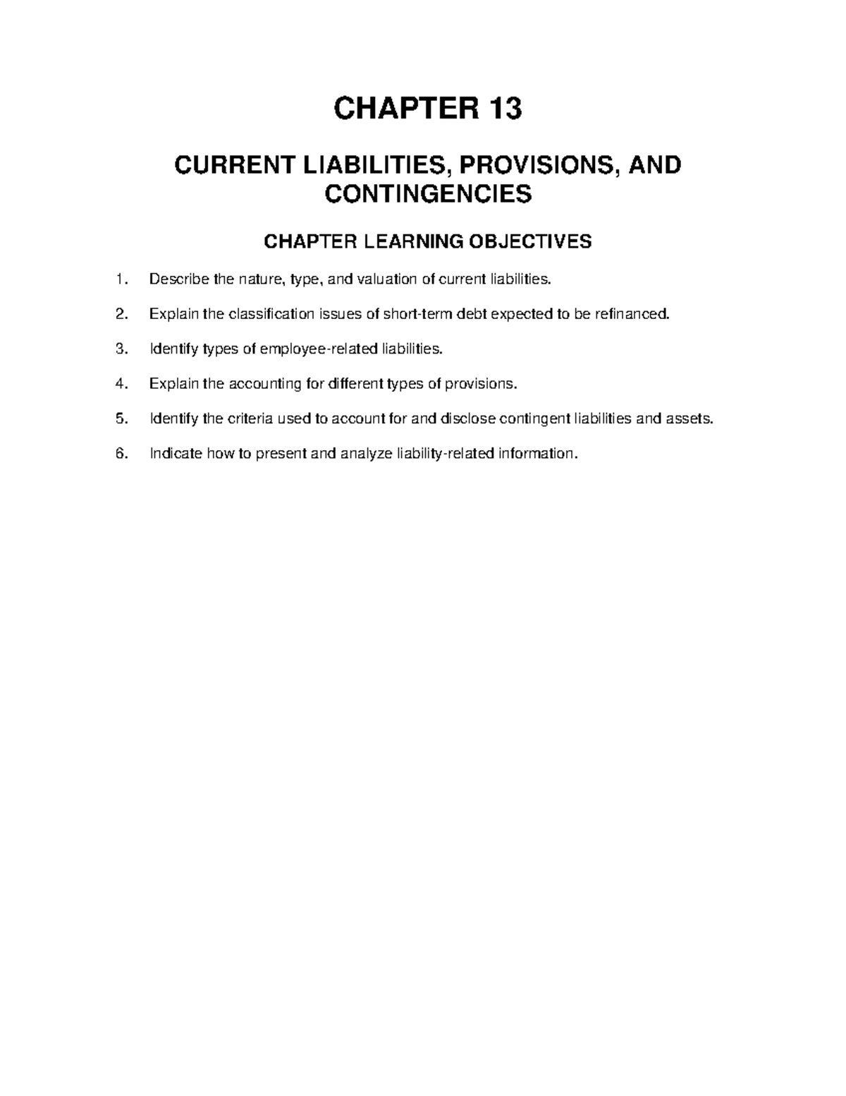 Topic 1 Liabilities - CHAPTER 13 CURRENT LIABILITIES, PROVISIONS, AND ...