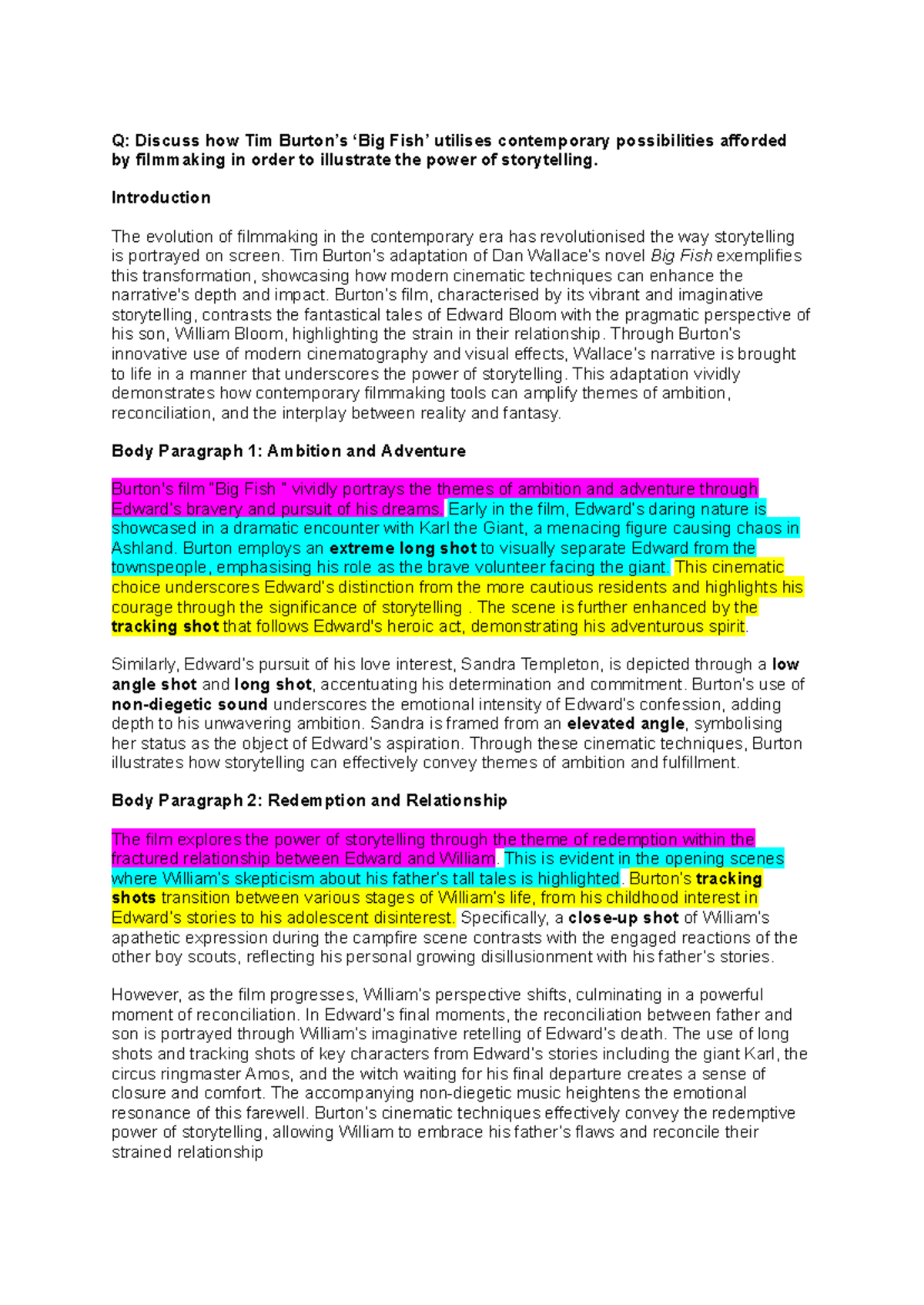 Big fish practice essay - Q: Discuss how Tim Burton’s ‘Big Fish ...