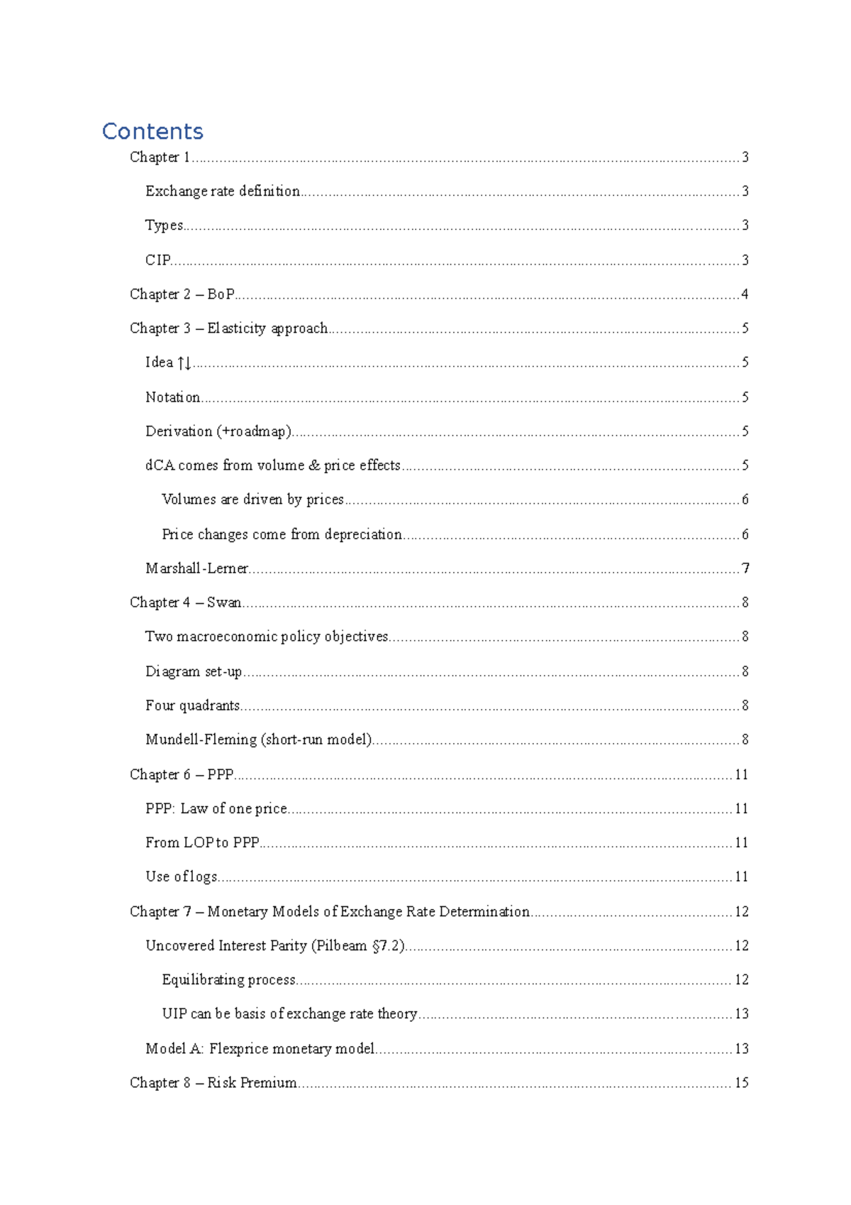 Summary International Money and Finance UvA Contents Chapter