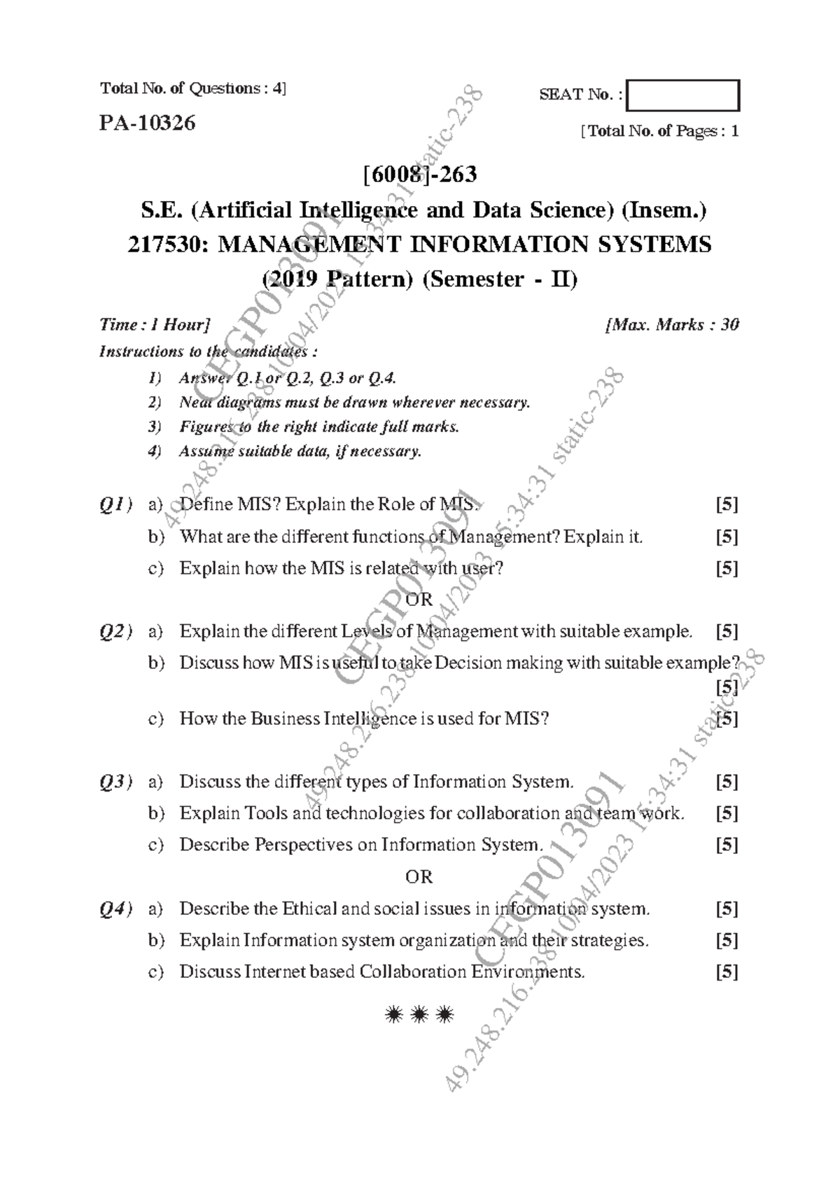 MIS - pyq - Total No. of Questions : 4] [Total No. of Pages : 1 [6008 ...