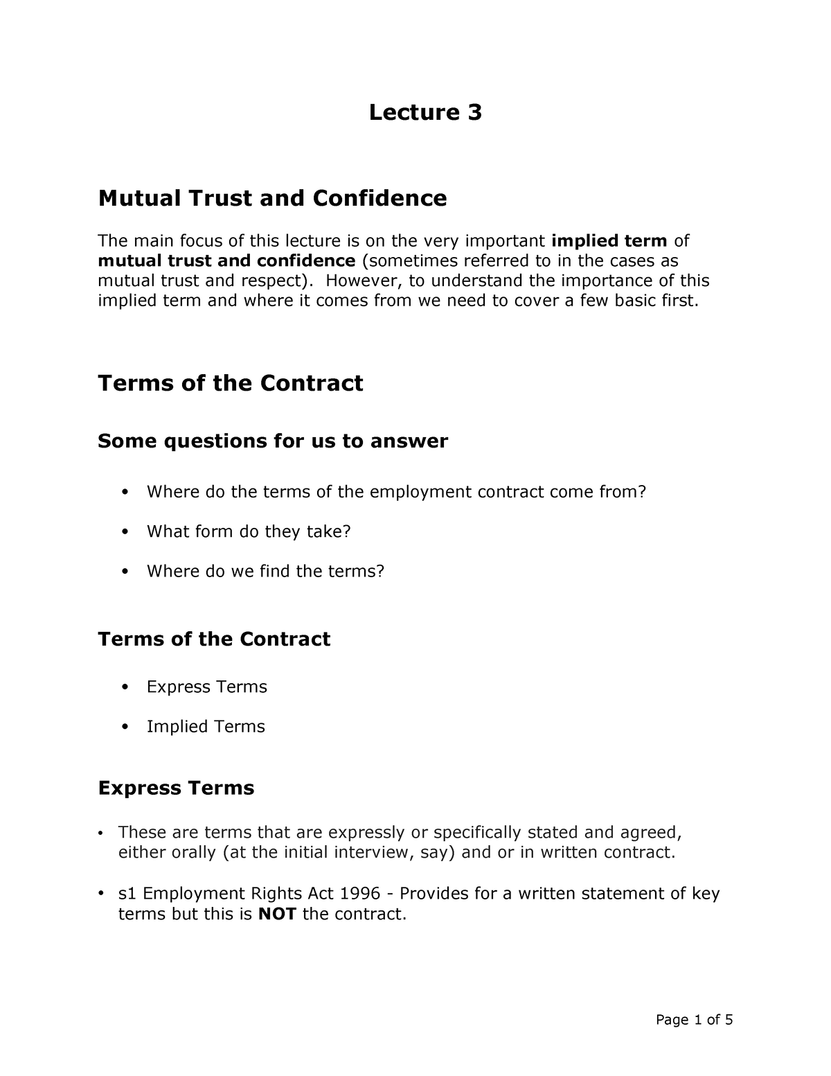 essay on mutual trust and confidence