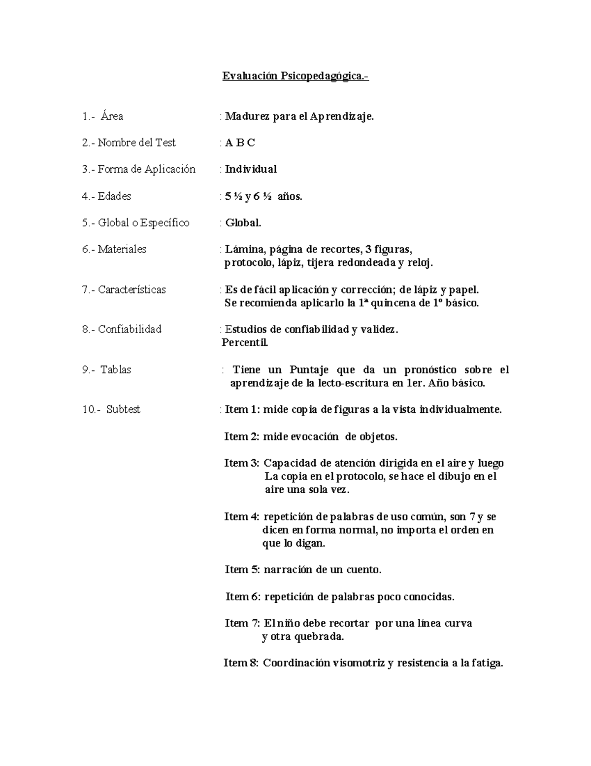TEST ABC - Cuadernillo de aplicación del test de abc - Evaluación ...