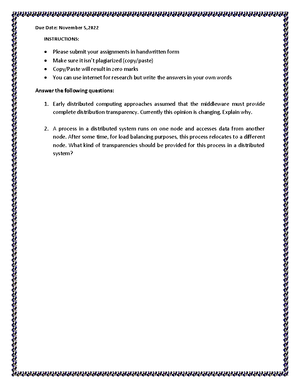 Assignment 01 Uploaded - Due Date: November 5, INSTRUCTIONS: Please ...