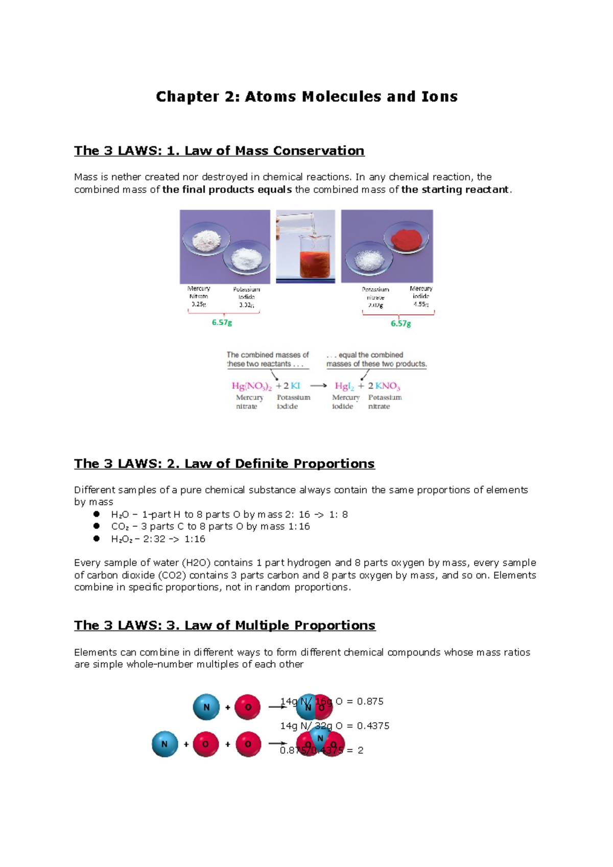 Chapter 2 Atoms Molecules And Ions Note - Chapter 2: Atoms Molecules ...