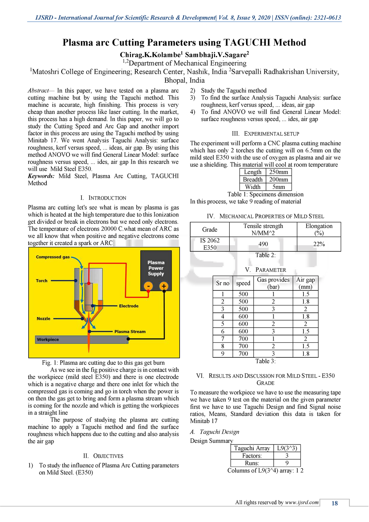 plasma-arc-cutting-parameters-using-taguchi-method-ijsrd-international-journal-for