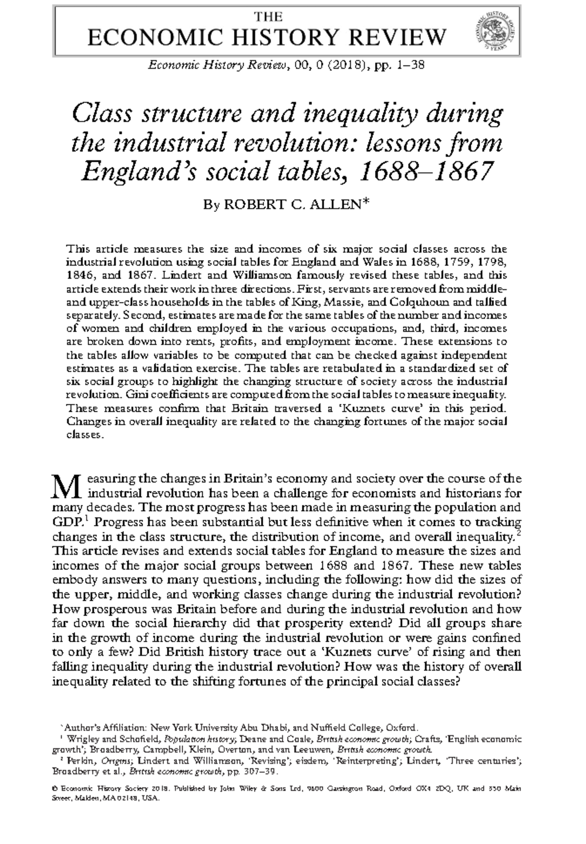 Allen-2018-The Economic History Review - Economic History Review, 00, 0 ...