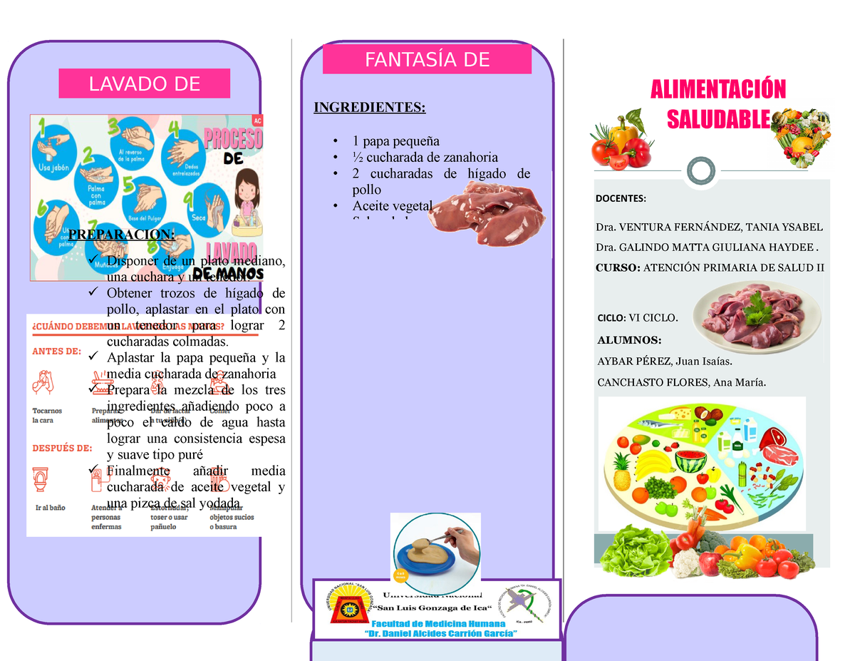 Triptico Alimentacion Saludable AlimentaciÓn Saludable Ciclo Vi Ciclo Alumnos Aybar PÉrez 1251