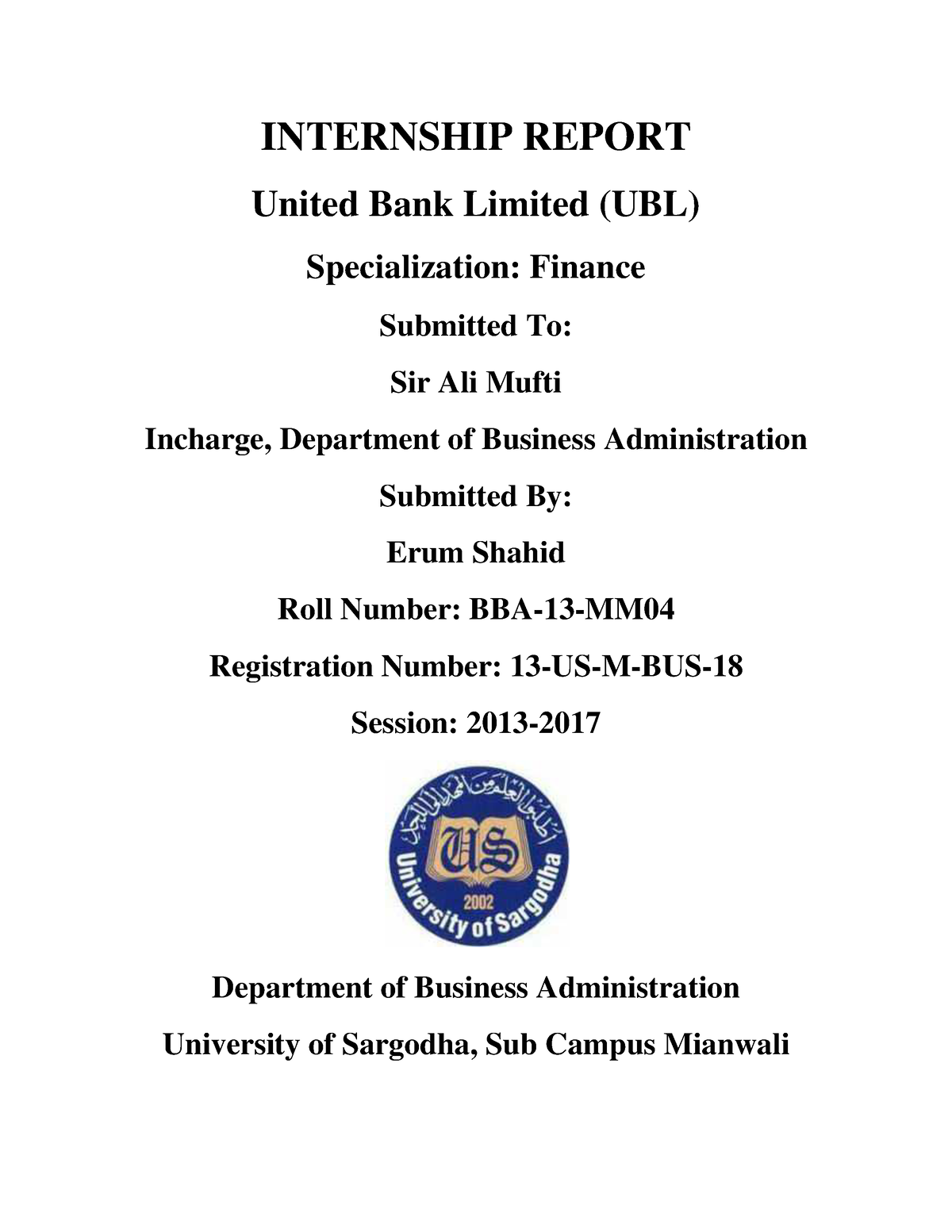 Internship Report United Bank Limited UB - INTERNSHIP REPORT United ...