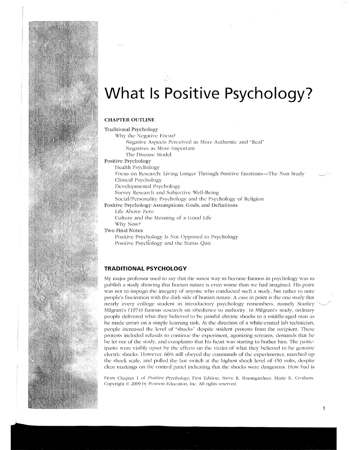 Thema 1 Positive Psychology: What Is Positive Psychology? - Studocu