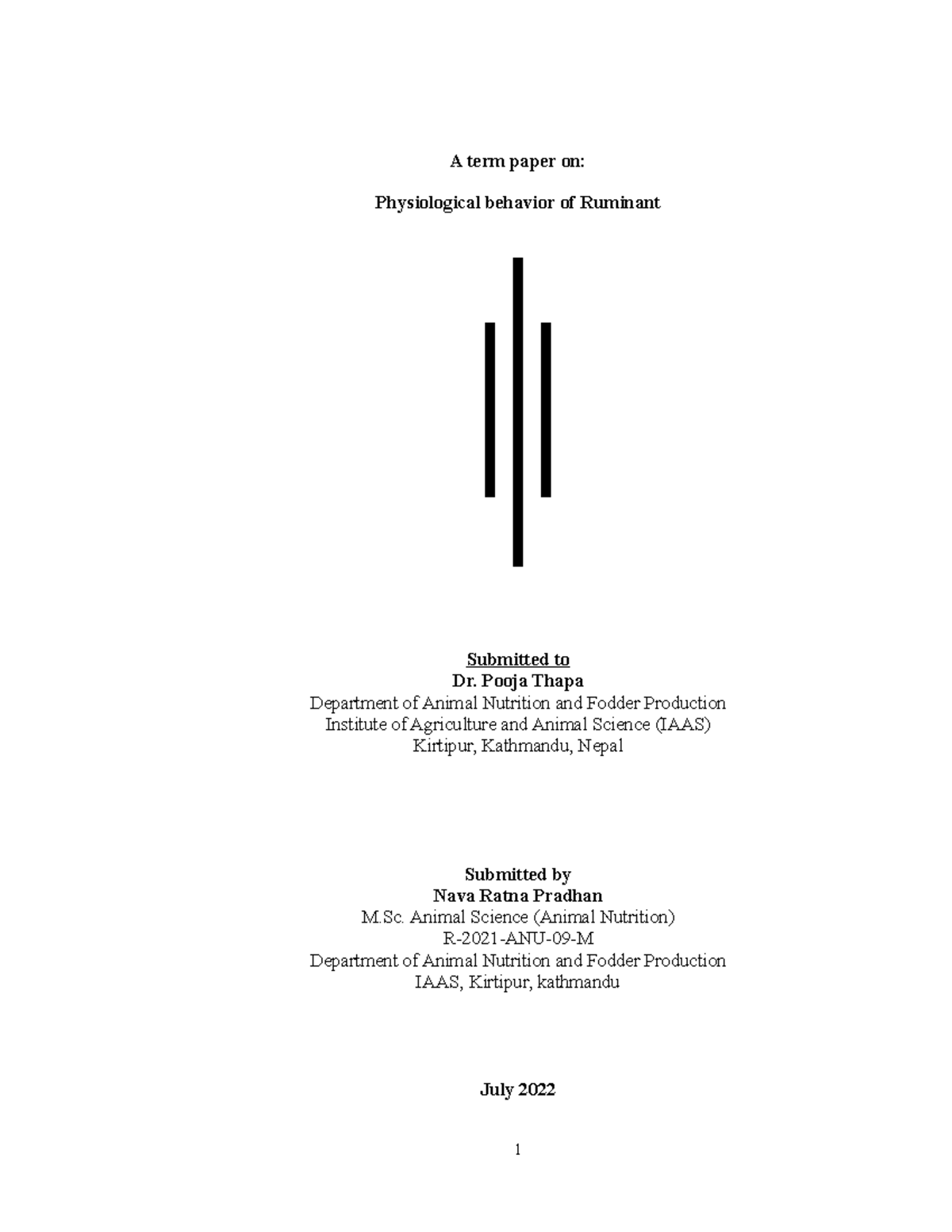 A term paper on physiologyofruminant - A term paper on: Physiological ...