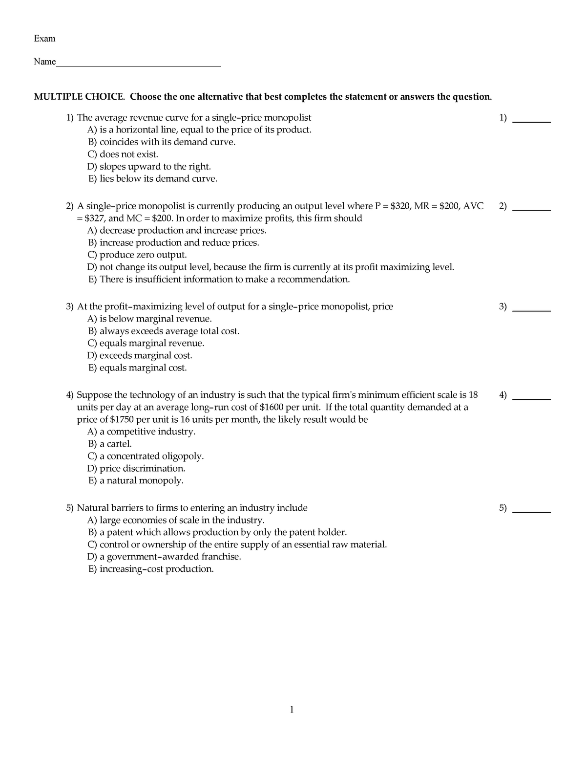 Final exam 2017, questions and answers - Exam MULTIPLE CHOICE. Choose ...