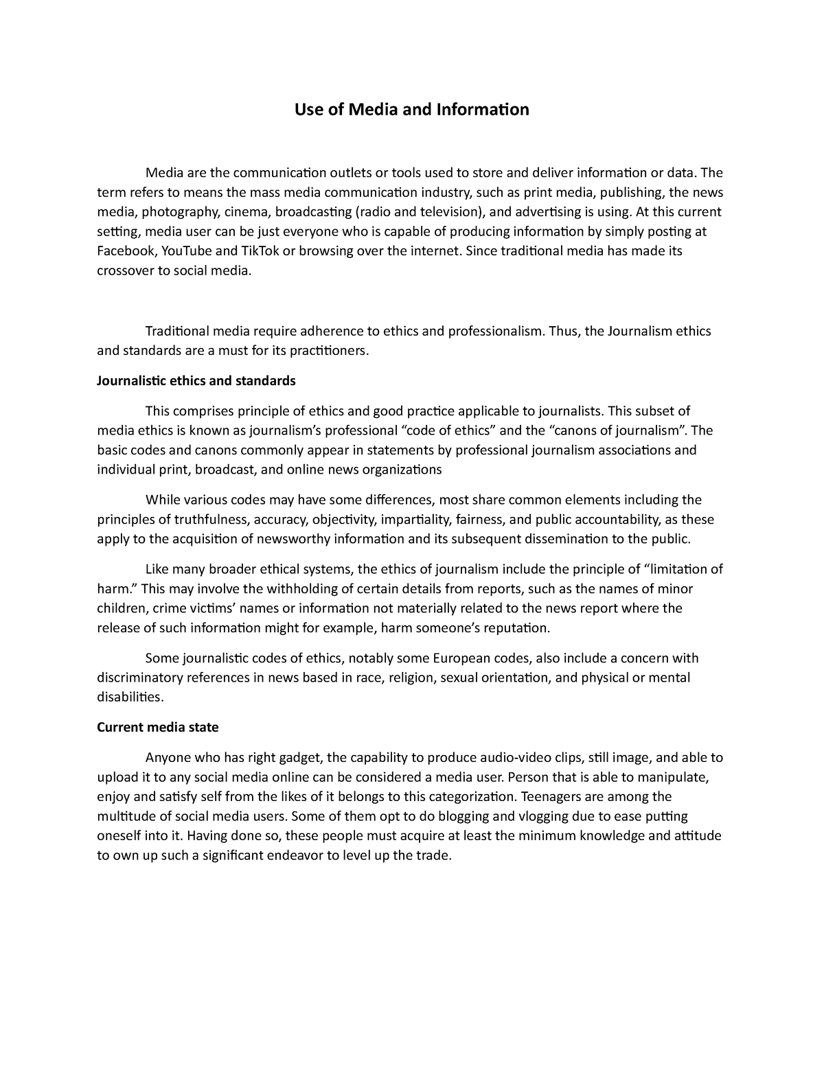 responsible media user essay