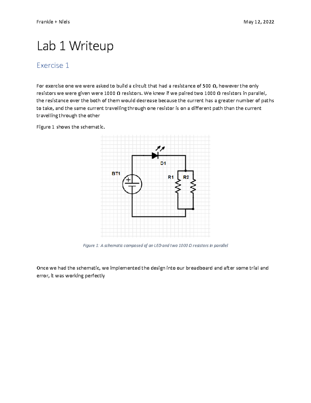 Lab 1 Writeup - frank and niels - Lab 1 Writeup Exercise 1 For exercise ...