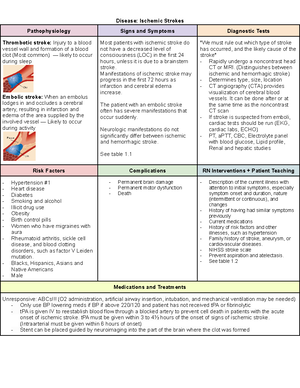 NSG 320 Topic 12 Notes - Chapters 57 & 58 Chapter 57: Stroke Stroke ...