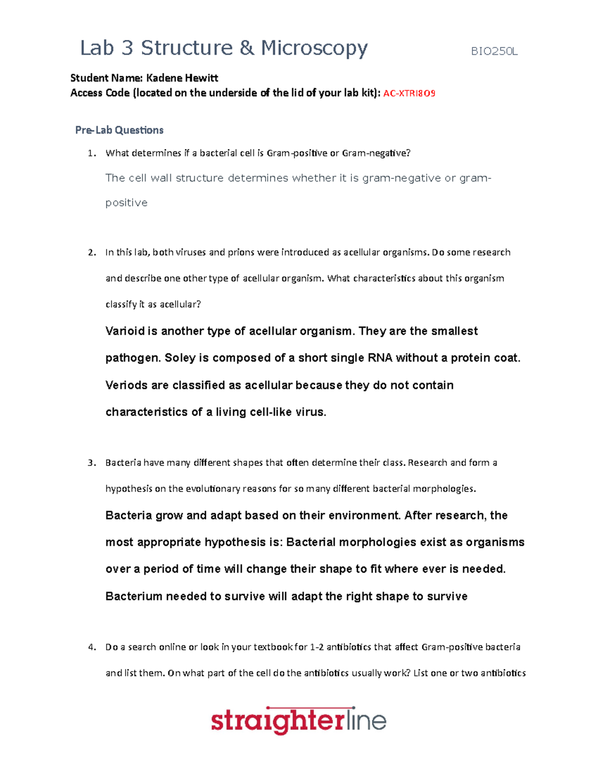 BIO250L+V2+Lab+3 - Micro - Student Name: Kadene Hewit Access Code ...