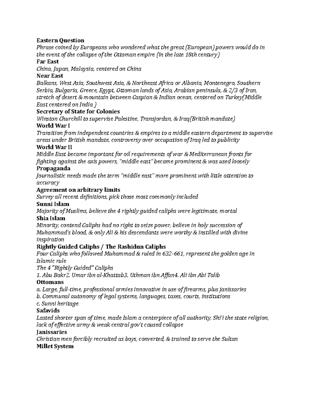 Week 2 Memo Answers - Grade: 4.0 - Eastern Question Phrase coined ...