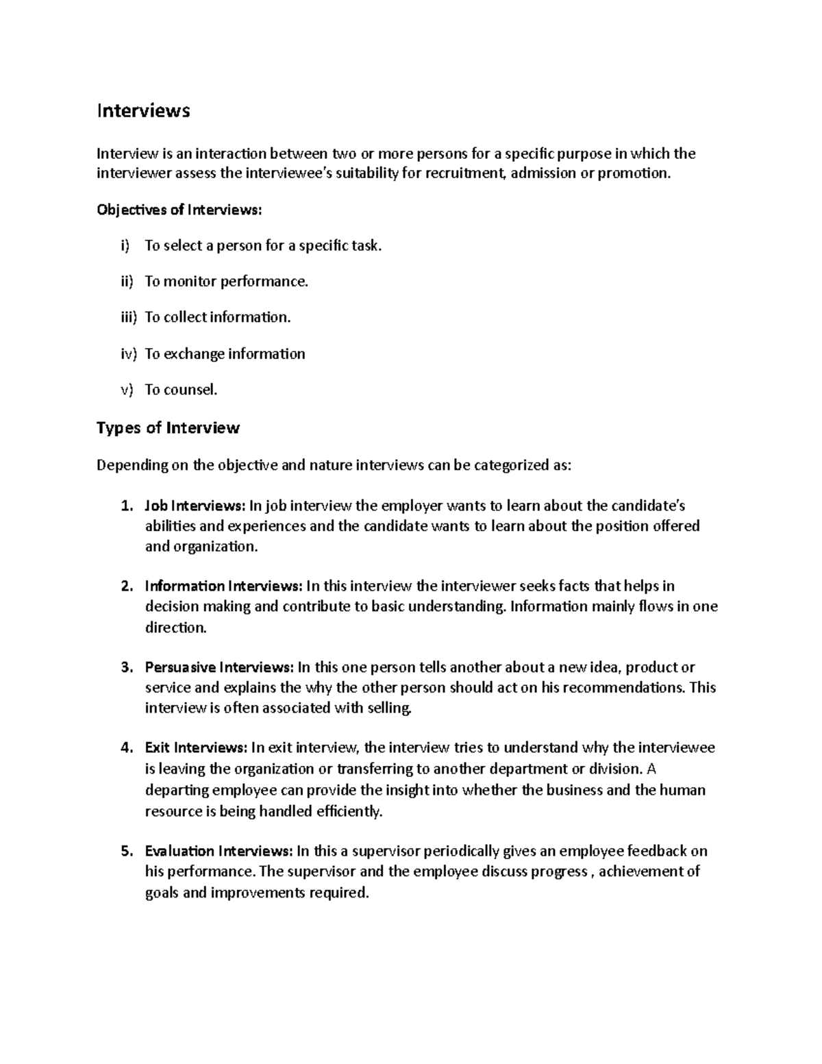 Technical Communication Notes 3 - Interviews Interview is an ...