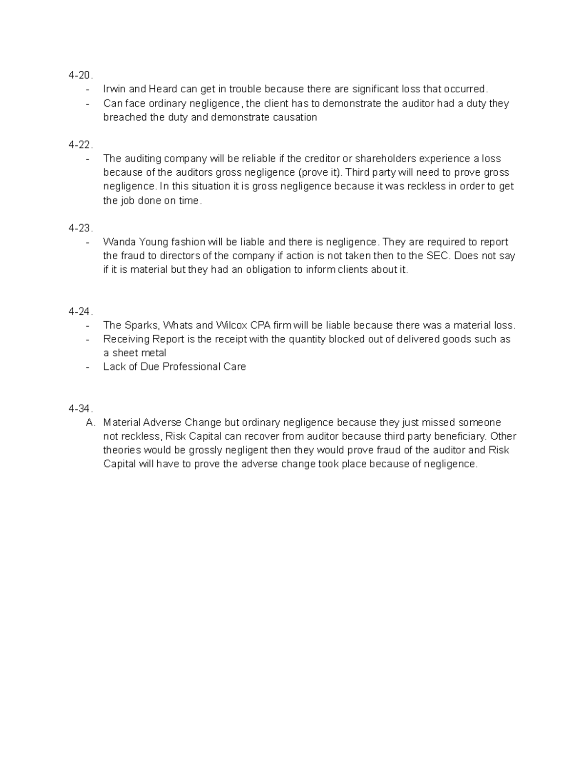 Chapter 4 Open Ended Q S Acct 6652 Auditing And Assurance Services Studocu