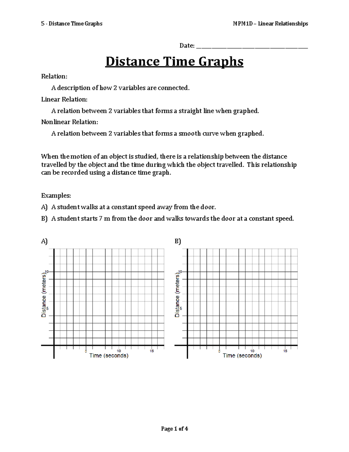 05 Distance Time Graphs Date